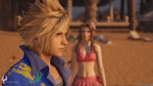 FF7 Rebirth Cloud Aerith am Strand