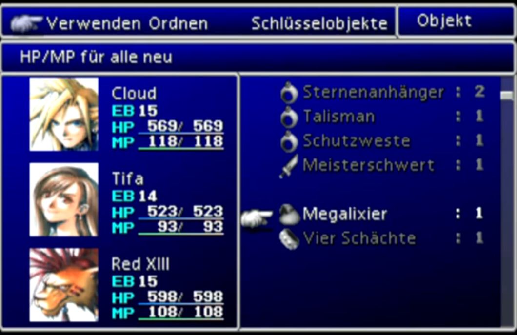 FF7 Objekt / Item benutzen