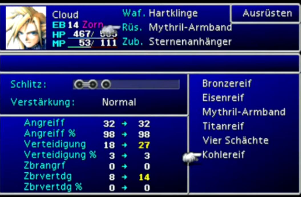 FF7 Rüstung ausrüsten