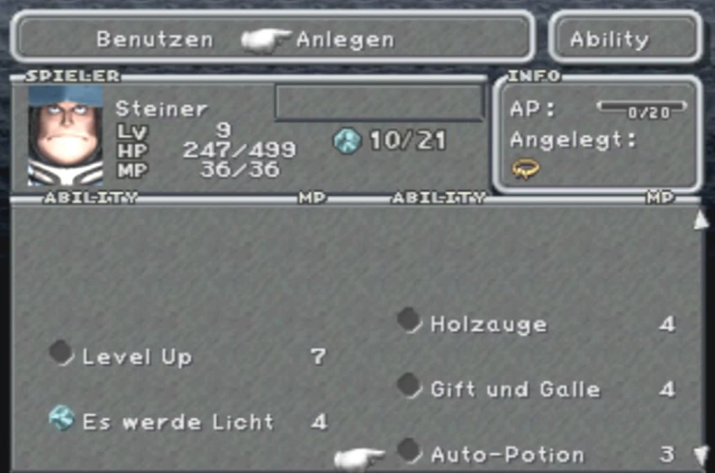 FF9 Ability Menü